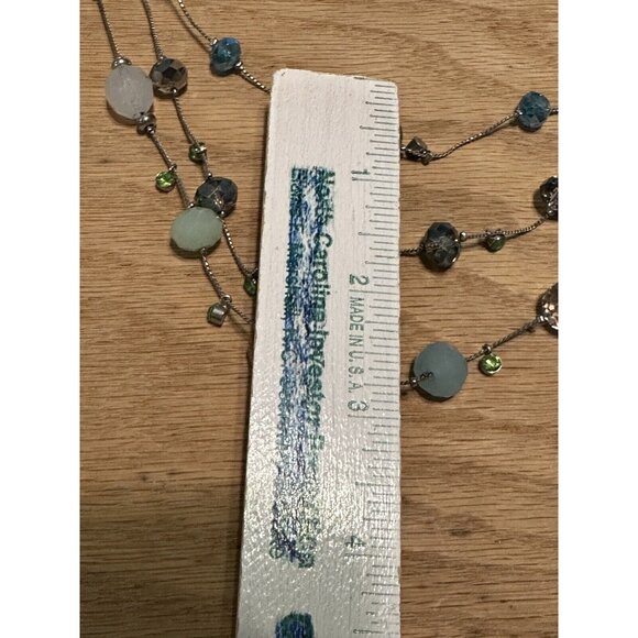 multi strand  silver tone beaded necklace 17-20” - Picture 6 of 6